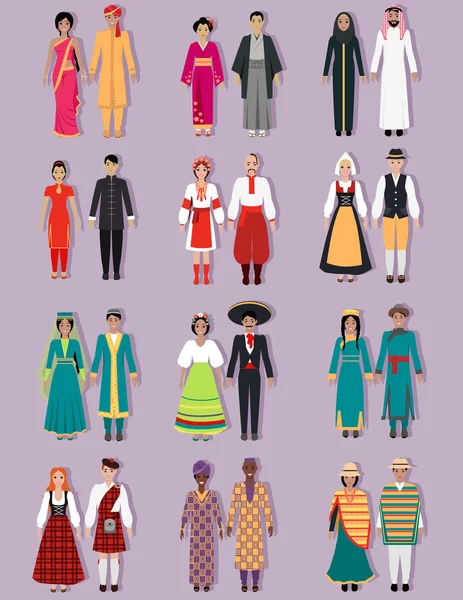 Set of National Costumes Design — Stock Vector