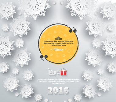 Snowflakes Background 2016 Quote Bubble