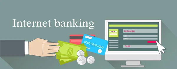 Internet Banking Money Cartão de crédito — Vetor de Stock