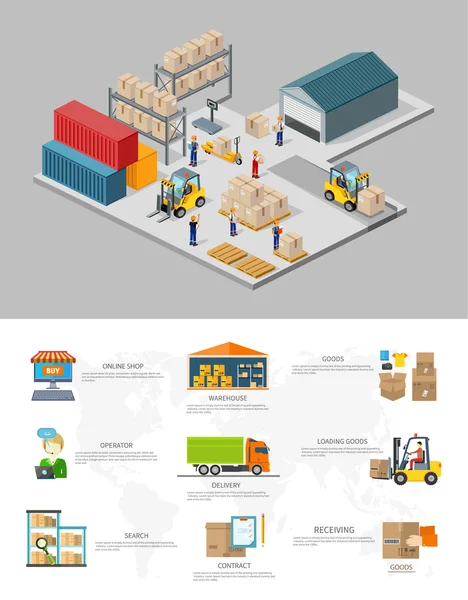 Icon 3d Isometric Process of the Warehouse — Stok Vektör