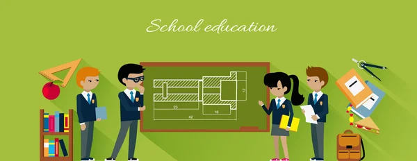 Educación escolar Concepto de diseño plano — Vector de stock