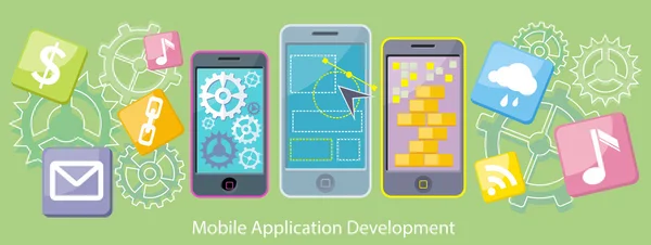 Mobile Application Development Flat Design — Stockvector