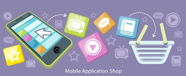 Mobile Application Shop Flat Design — Stock Vector
