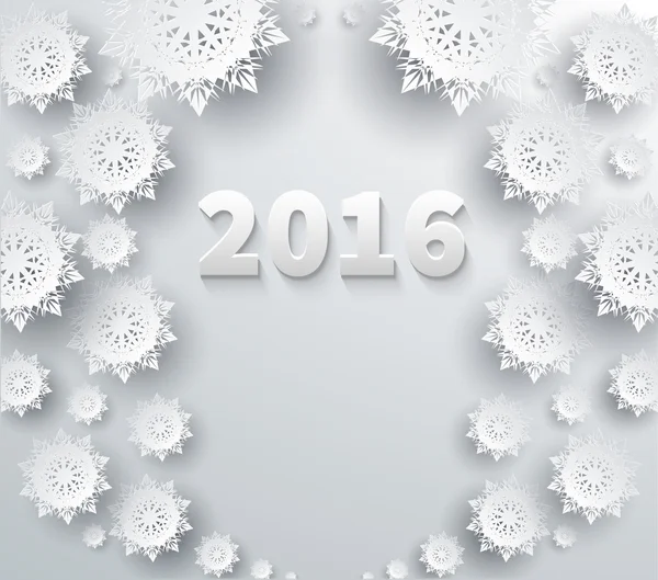 Снежинки на фоне 2016 года — стоковый вектор