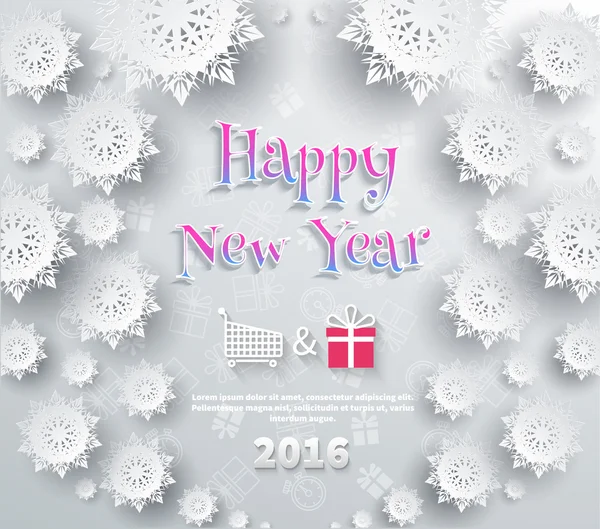 Snowflakes Background. Happy New Year — Stock Vector