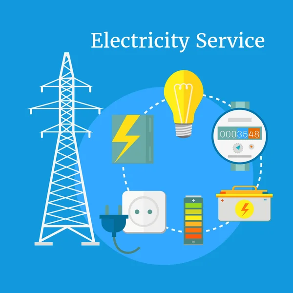 Electricity Service Flat Design — Stock vektor