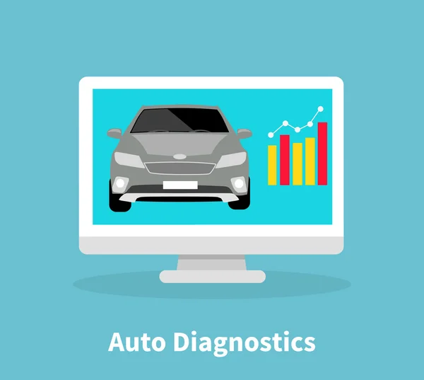 Auto diagnosztika Monitor lapos koncepció — Stock Vector