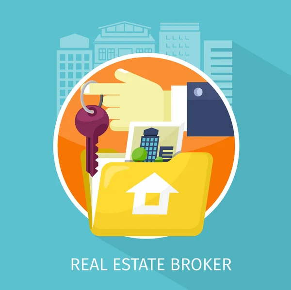 Inmobiliaria Broker Design Flat — Vector de stock