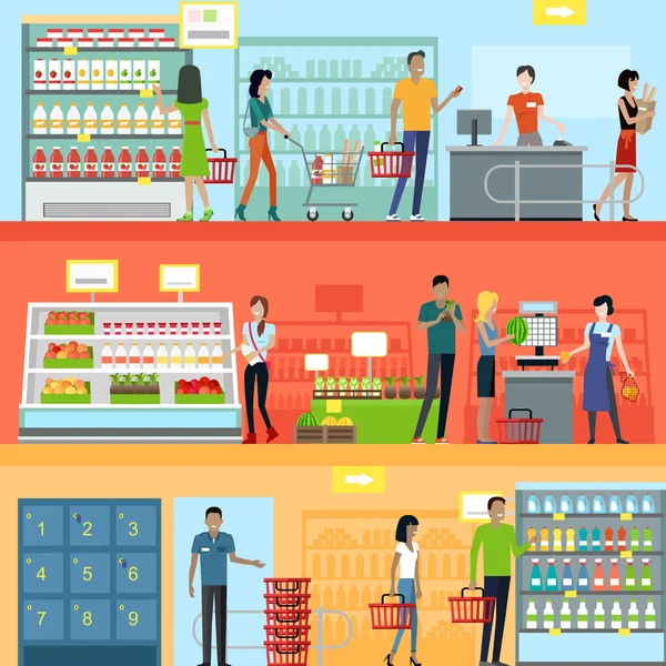 超市室内设计人员 — 图库矢量图片
