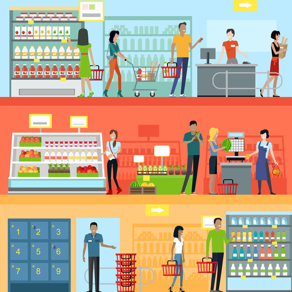 People in Supermarket Interior Design