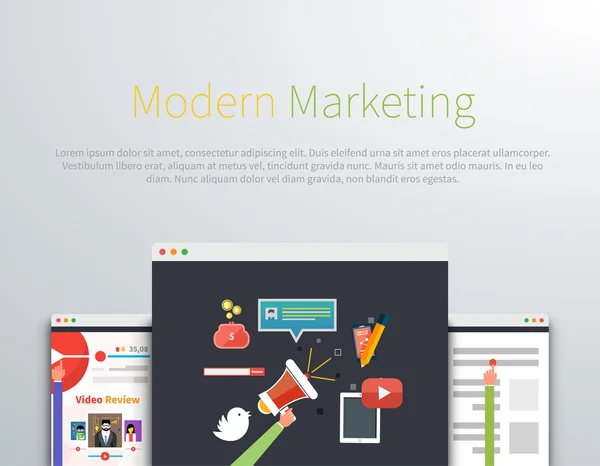 Diseño de página web de marketing moderno — Archivo Imágenes Vectoriales