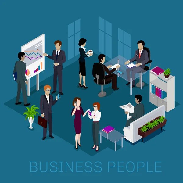 Isometric Business People Design — Stock vektor