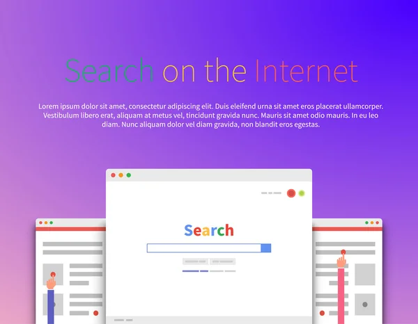 Search on the Internet Web Page Design — ストックベクタ