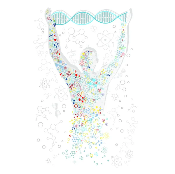 Человек-форма с человеческой ДНК. Научный подход — стоковый вектор