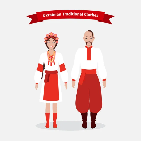 Ukrainska traditionella kläder människor — Stock vektor
