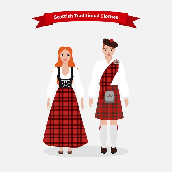 Шотландцы в традиционной одежде — стоковый вектор