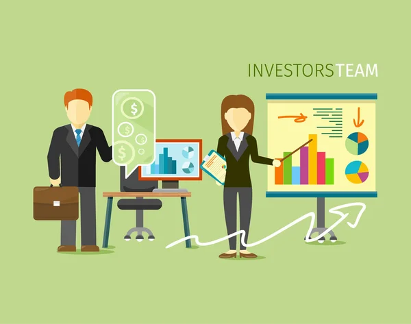 Investors Team People Group Flat Style — Stockvector