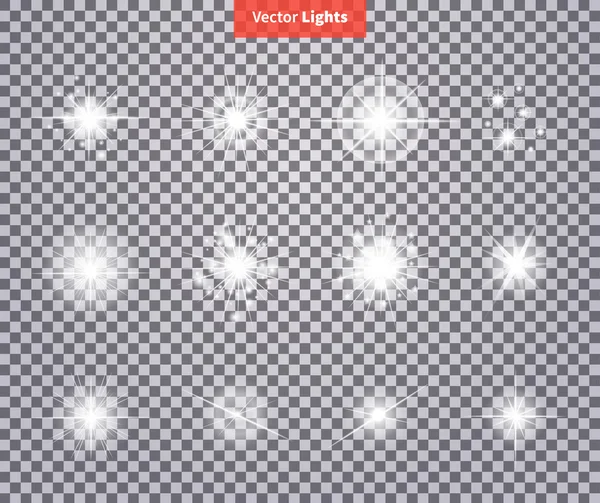 Set Brilla Brillante Estrella Luz Fuegos artificiales — Archivo Imágenes Vectoriales