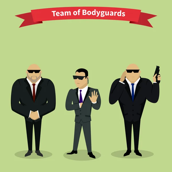 Bodyguards Team People Group Flat Style — Stock Vector