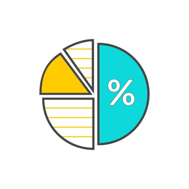 Pie Chart Flat Sign Design Concept