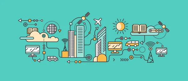 Tecnología Inteligente en Infraestructura de la Ciudad — Vector de stock