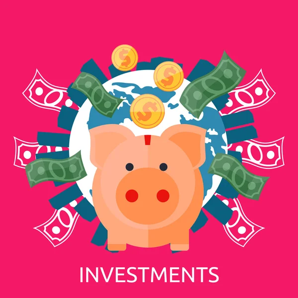 Investment Piggy Bank — Stock Vector