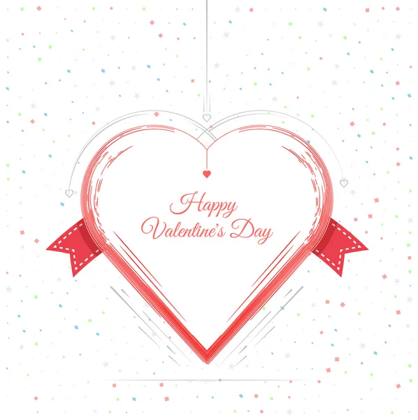 Valentines Day Card Lettering Red Frame — Stock Vector