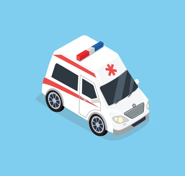 Coche ambulancia isométrica — Vector de stock