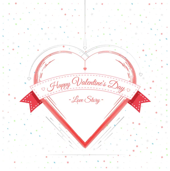 Valentines Day Card Lettrage Cadre rouge — Image vectorielle