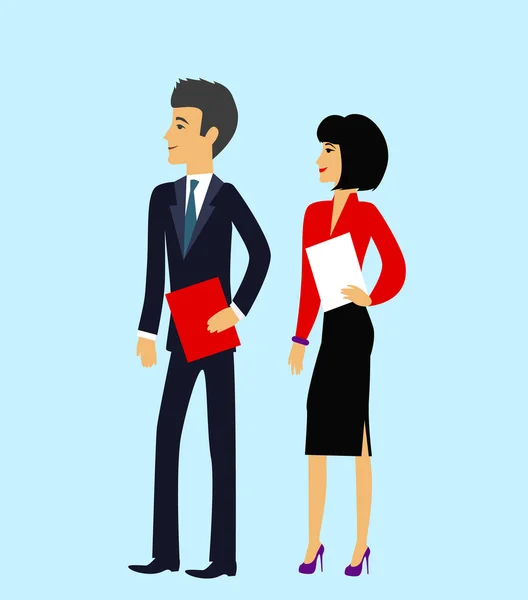 Hombre y mujer como icono de los empresarios de oficina — Vector de stock