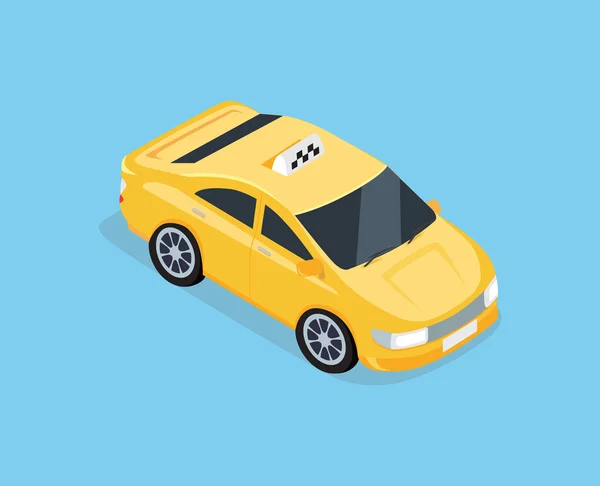 Taxi plano 3d del coche isométrico — Vector de stock