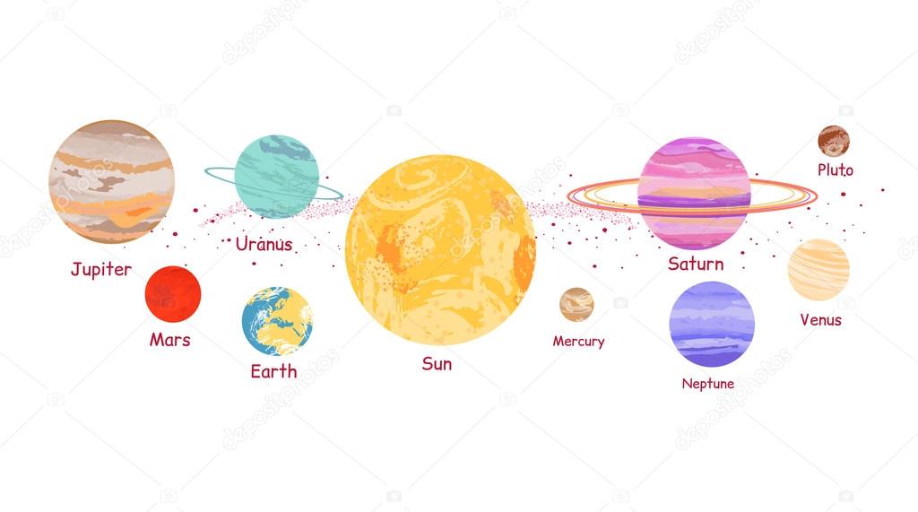 Solar System Icon Flat Design Style