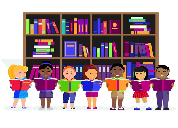 Other Children Read Books in Library — Διανυσματικό Αρχείο