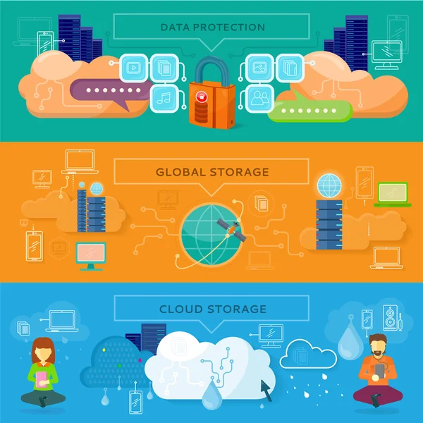 Protección de datos, almacenamiento global — Archivo Imágenes Vectoriales