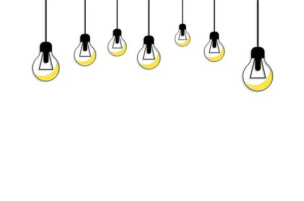 Glowing Yellow Light Bulb. Idea Concept — Stockvector