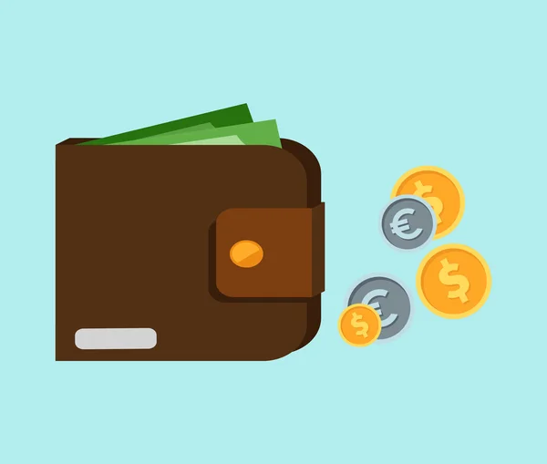 Portefeuille met kaart en contant geld — Stockvector