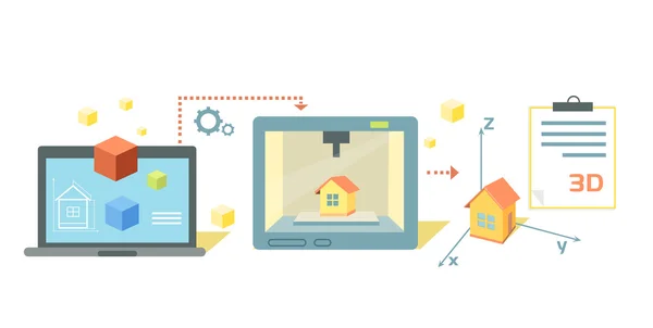 Printer Technology Icon Flat Design — Stockvector