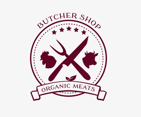 Butcher Shop Design Elements, Labels, Badges Logo — Wektor stockowy