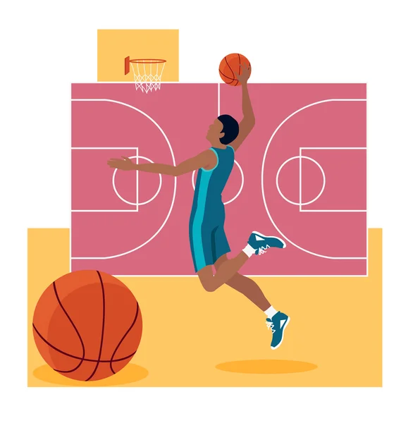 Basketball Sport Team Concept Icon Flat Design — ストックベクタ