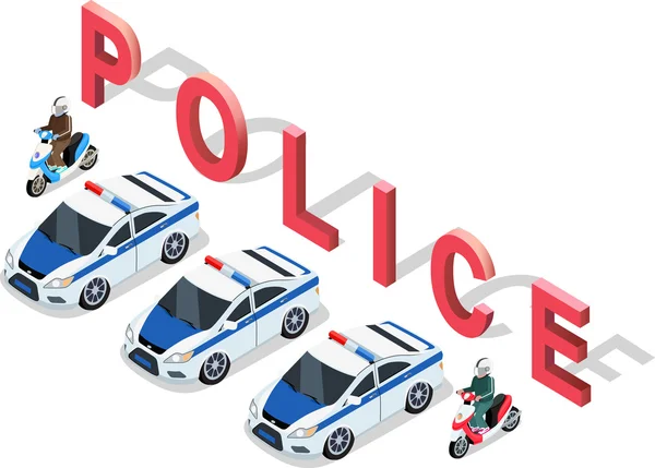 Isometric 3D Police Car — Stock Vector