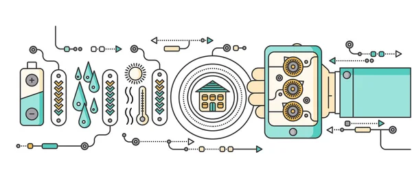 Concept of Smart Home and Control Device — Stock Vector