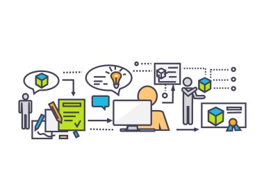 Icon Flat Style 3d Development