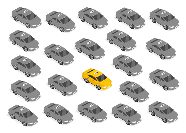 Flat 3d Isometric Car Taxi — Stockvector