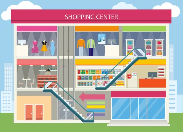 Shopping Center Buiding Design — Stock Vector