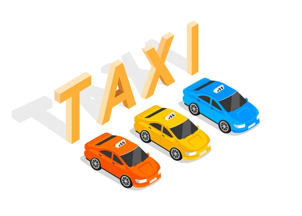 Flat 3d Isometric Car Taxi — Stock Vector