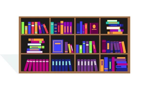 Librería grande con diferentes libros — Vector de stock