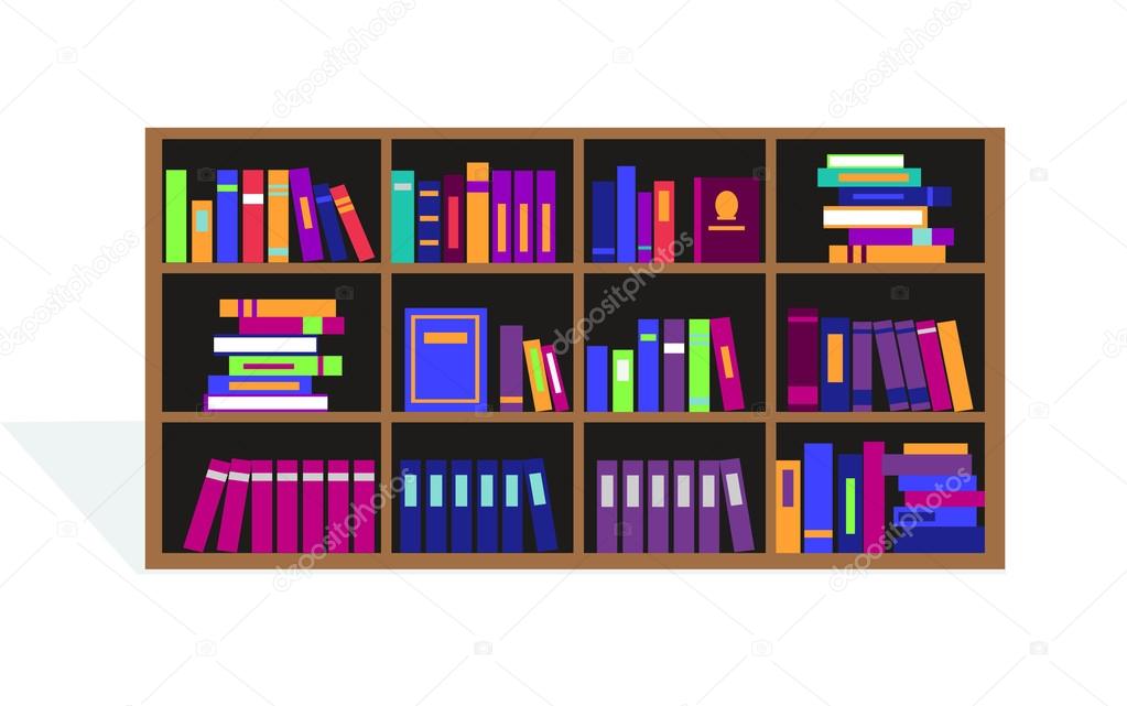 Large Bookcase with Different Books