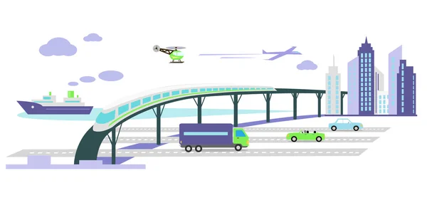 Development of Transport Infrastructure Icon Flat — стоковий вектор