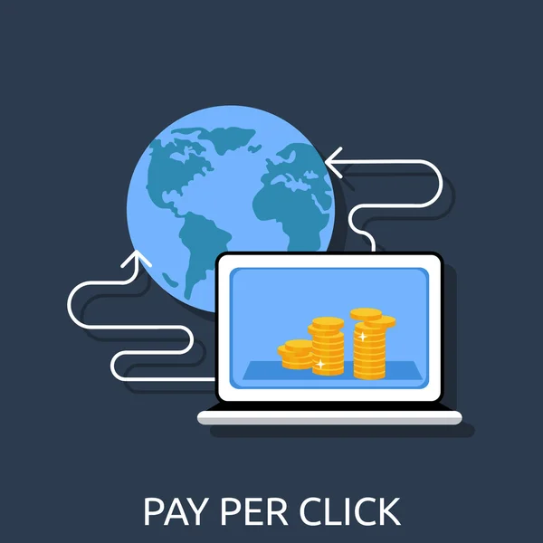 Pago por clic modelo de publicidad en Internet — Vector de stock