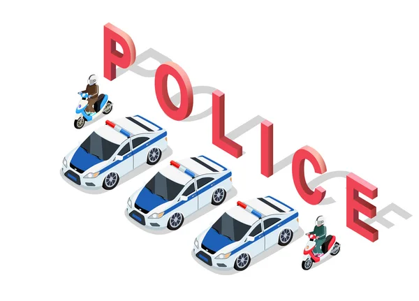 Isometric 3D Police Car — Stock Vector